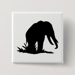 Elephant Silhouette 15 Cm Square Badge