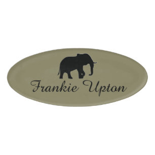 Elephant Silhouette black + your ideas Name Tag