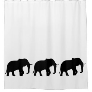 Elephant Silhouette black + your ideas Shower Curtain
