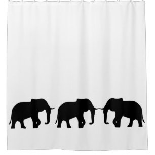 Elephant Silhouette black + your ideas Shower Curtain