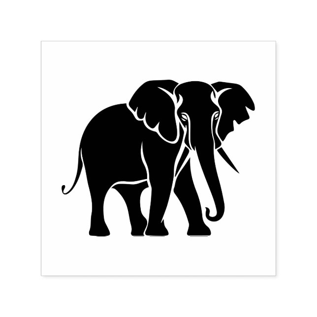 Elephant Silhouette Image Only No Text Self-inking Stamp (Design)