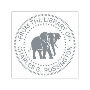 Elephant Silhouette Library Book Name Self-inking Stamp
