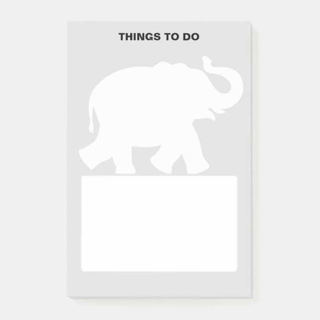 Elephant Silhouette on Light Grey Things To Do Post-it Notes (Front)