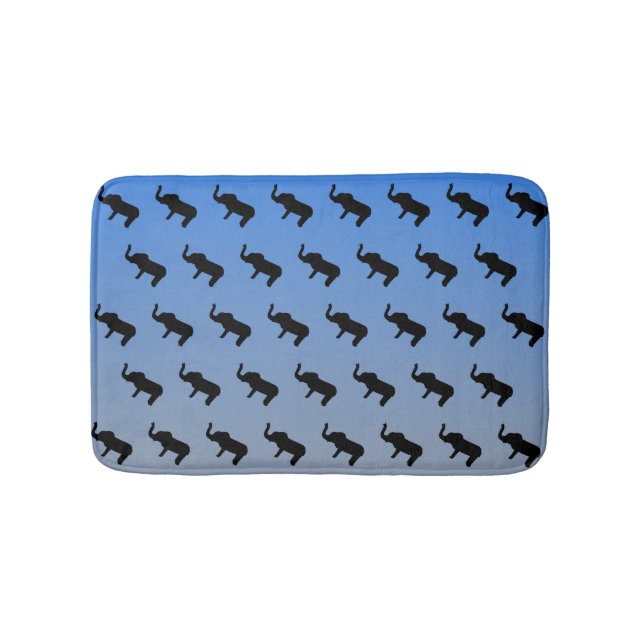 Elephant Silhouette Pattern Bath Mat (Front)