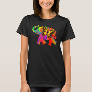 Elephant Silhouette Vibrant Colours Mosaic Pattern T-Shirt