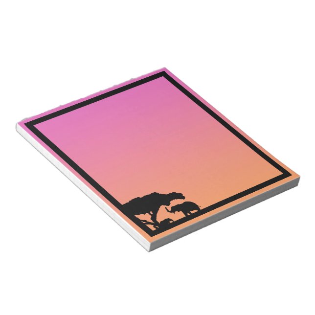 Elephant Silhouettes at Sunset Notepad (Angled)