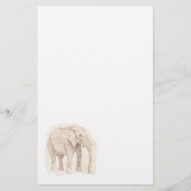 Elephant Sketch Art  Stationery (Front)
