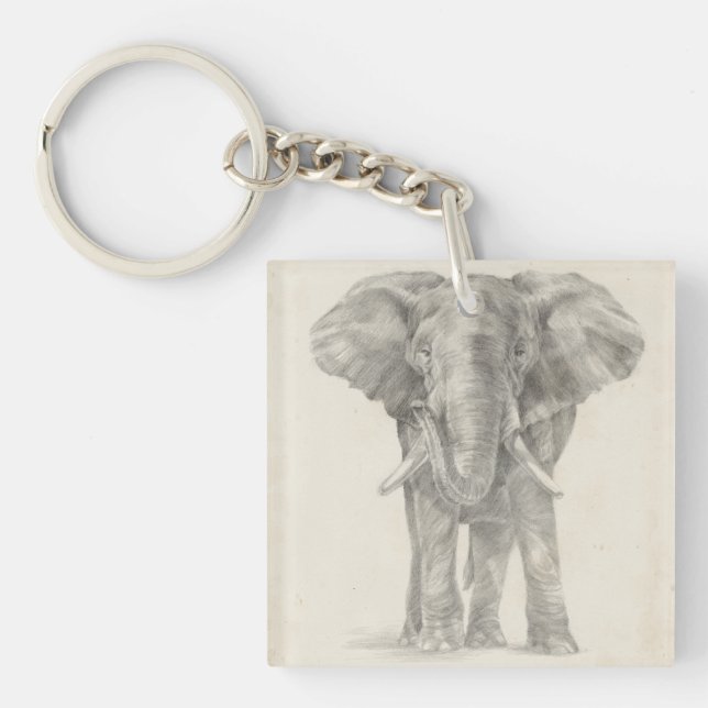 Elephant Sketch Key Ring (Front)