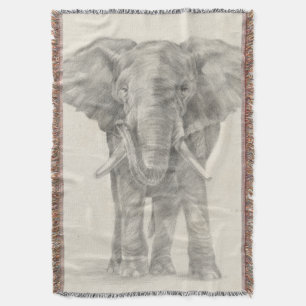 Elephant Sketch Throw Blanket