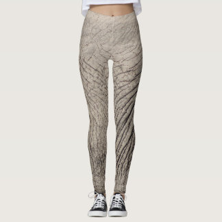 Elephant Skin Print Grey Leggings & Yoga Pants
