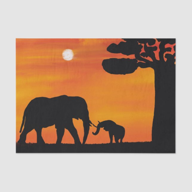 elephant, ,sky ,animals ,sunrise ,nature ,africa , tissue paper (Front)