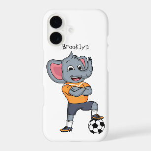 Elephant soccer player cartoon illustration