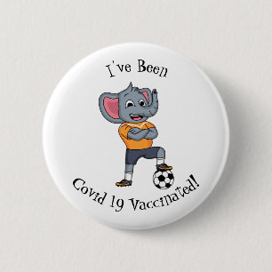 Elephant soccer player cartoon illustration 6 cm round badge