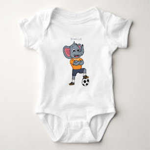 Elephant soccer player cartoon illustration baby bodysuit