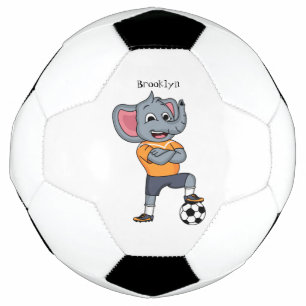 Elephant soccer player cartoon illustration ball