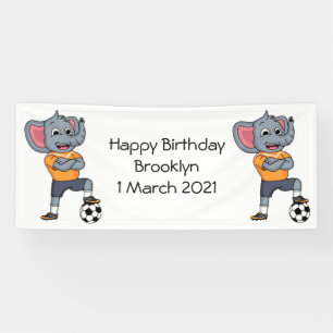 Elephant soccer player cartoon illustration banner