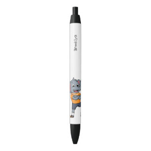 Elephant soccer player cartoon illustration  black ink pen