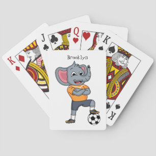 Elephant soccer player cartoon illustration playing cards