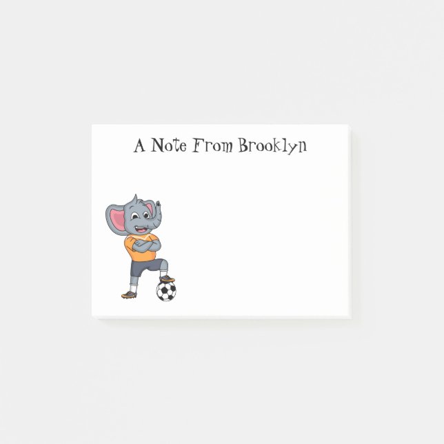 Elephant soccer player cartoon illustration post-it notes (Front)