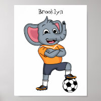 Elephant soccer player cartoon illustration
