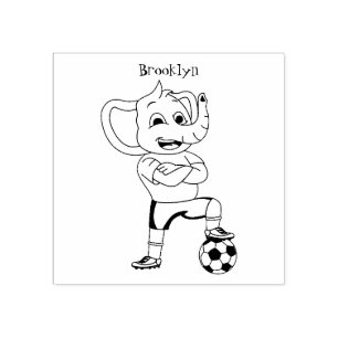 Elephant soccer player cartoon illustration rubber stamp