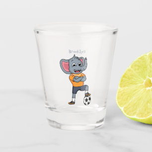 Elephant soccer player cartoon illustration shot glass