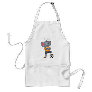 Elephant soccer player cartoon illustration standard apron