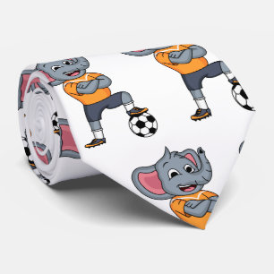 Elephant soccer player cartoon illustration tie