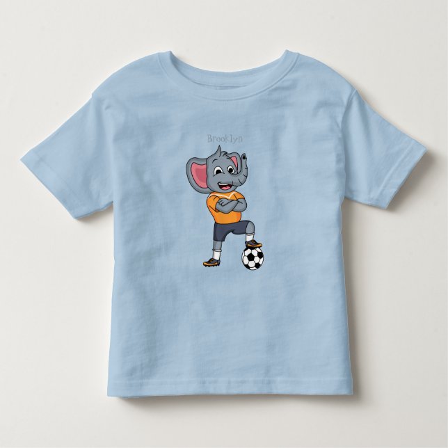 Elephant soccer player cartoon illustration toddler T-Shirt (Front)