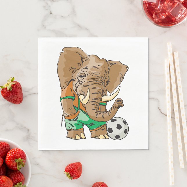 Elephant Soccer Player Funny Sports Animal  Napkin (Creator Uploaded)
