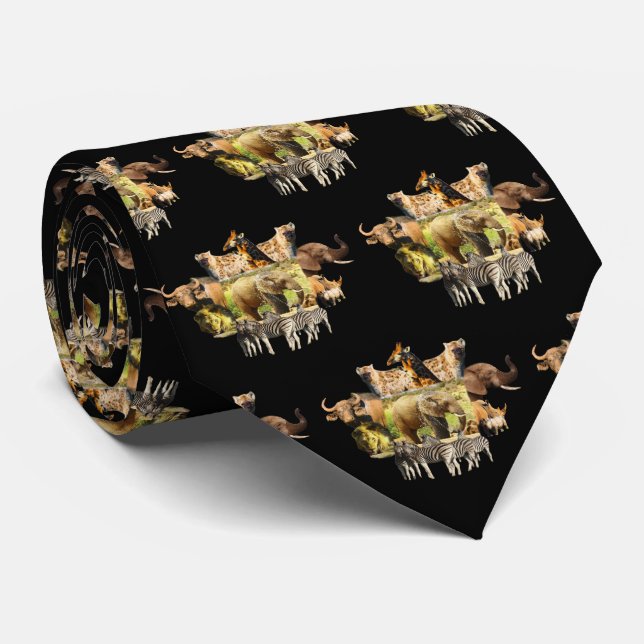 Elephant Splash Wildlife Frame Neck Tie (Rolled)