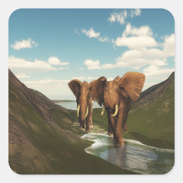 Elephant Square Sticker (Front)