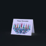 Elephant Star Menorah Cards<br><div class="desc">Graphic illustration of an elephants,  giraffe,  and Star of David menorah design.</div>