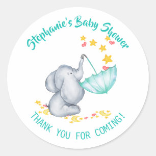 Elephant & Stars Baby Shower Thank You Classic Round Sticker