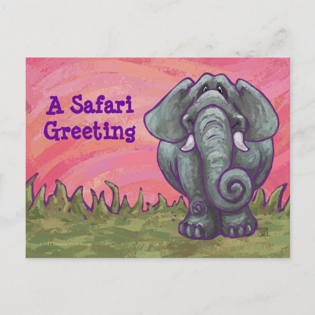 Elephant Stationery Postcard (Front)