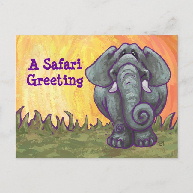 Elephant Stationery Postcard (Front)