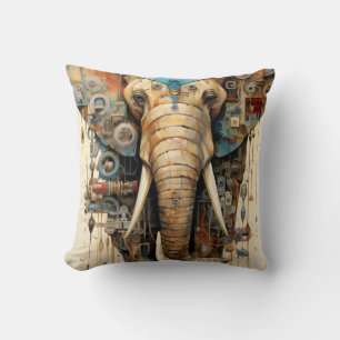 Elephant steampunk artsy cushion