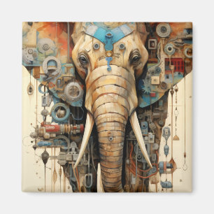 Elephant steampunk artsy magnet