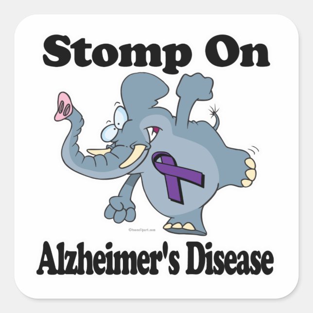 Elephant Stomp On Alzheimers Disease Square Sticker (Front)