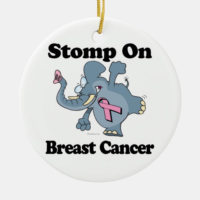 Elephant Stomp On Breast Cancer Ceramic Tree Decoration (Front)