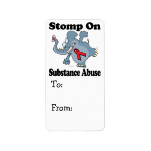 Elephant Stomp On Substance Abuse Label