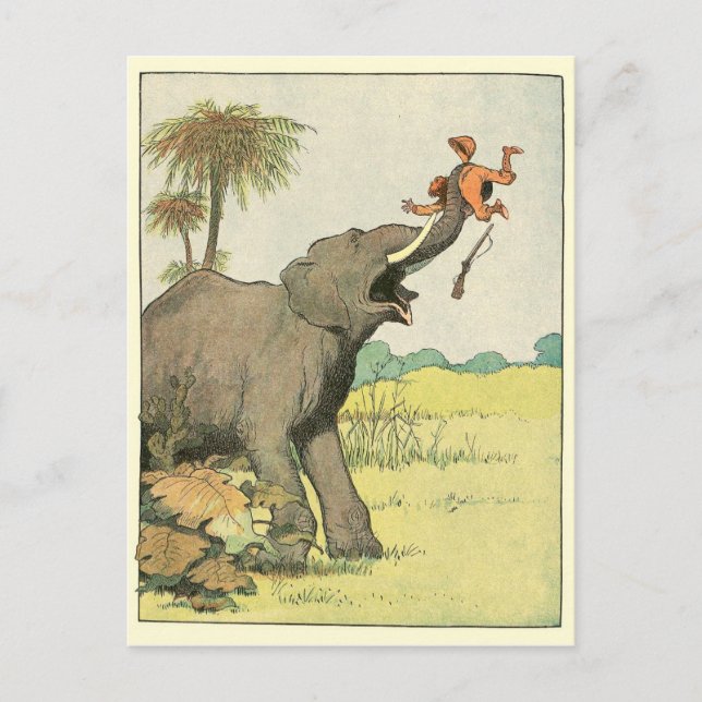 Elephant Story Book Drawing Postcard (Front)