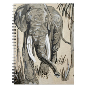 Elephant Strolling Through Wooded Savanna Art Notebook