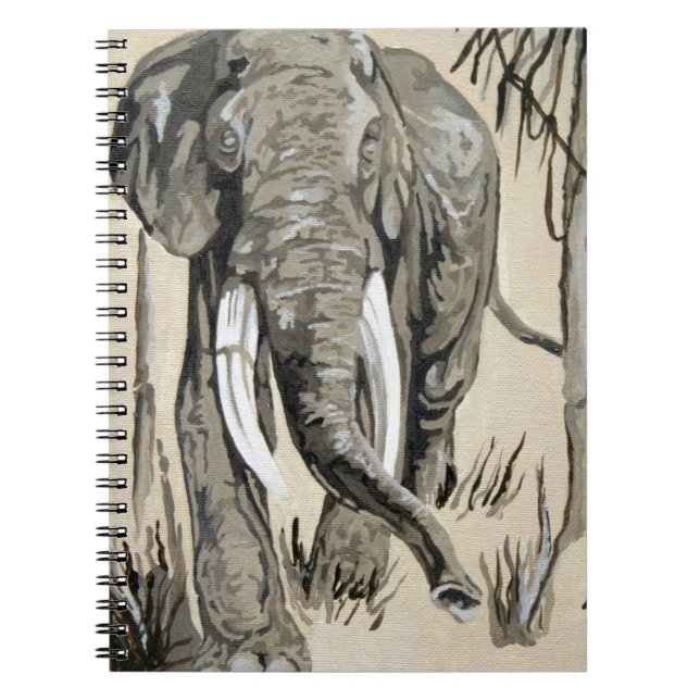 Elephant Strolling Through Wooded Savanna Art Notebook (Front)