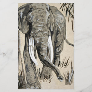 Elephant Strolling Through Wooded Savanna Art Stationery