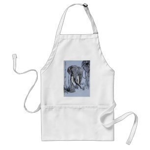 Elephant Strolling Through Wooded Savanna In Blue Standard Apron