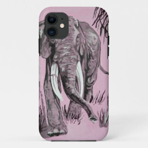 Elephant Strolling Through Wooded Savanna In Pink iPhone 11 Case