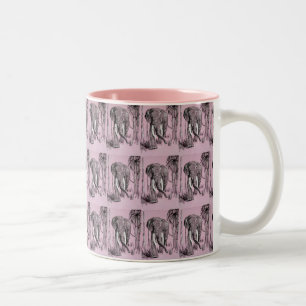 Elephant Strolling Through Wooded Savanna In Pink Two-Tone Coffee Mug