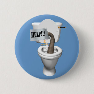 Elephant Stuck In Toilet 6 Cm Round Badge