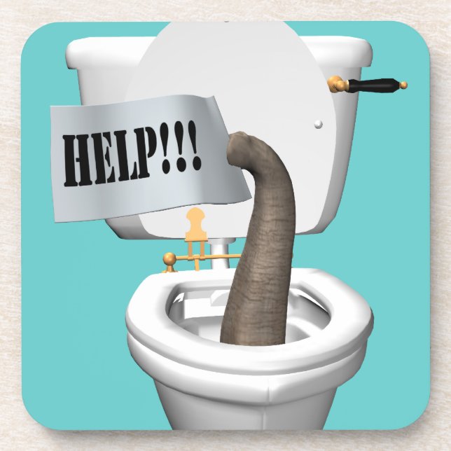 Elephant Stuck In Toilet Coaster (Front)
